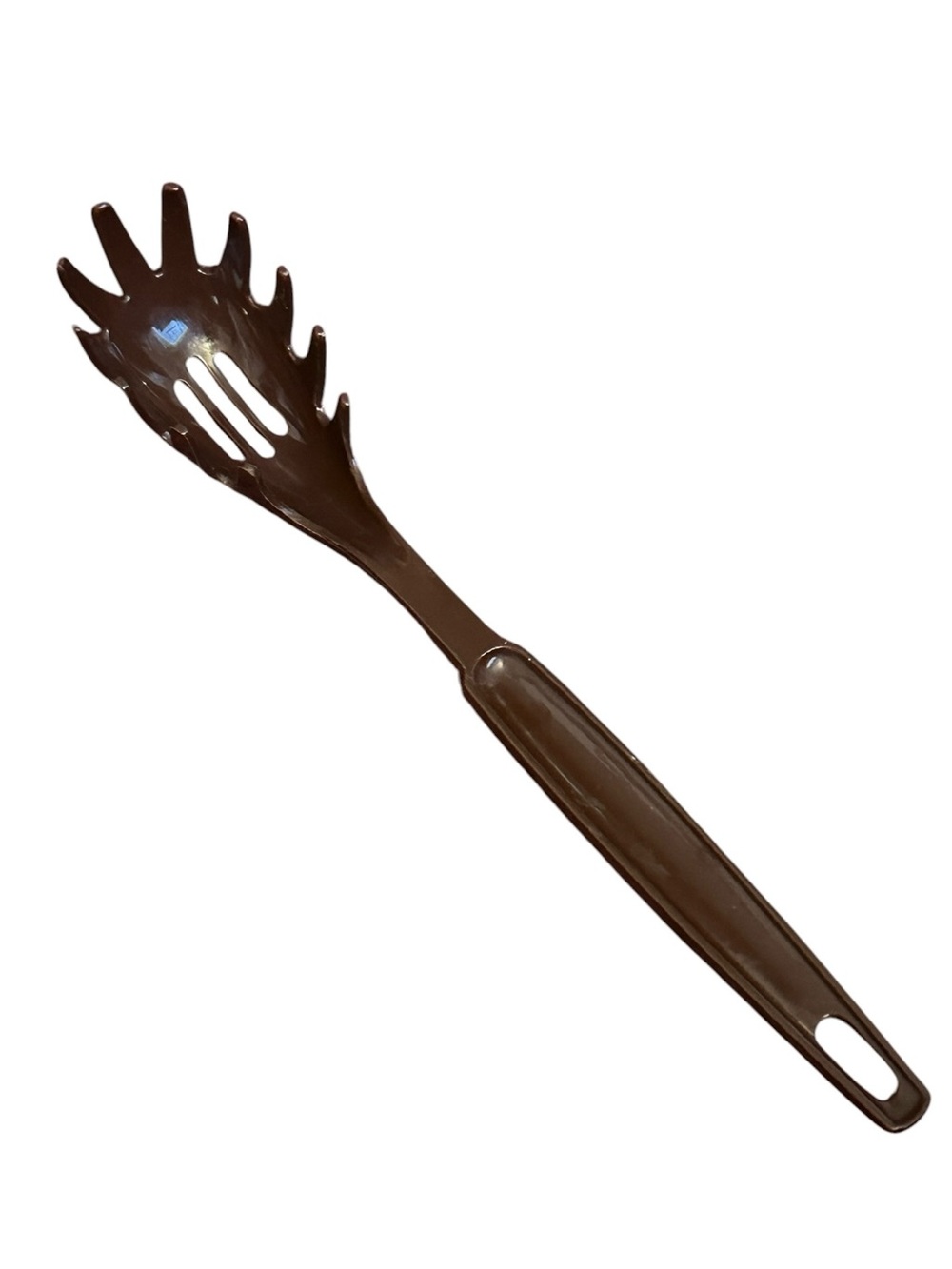 Vintage Ekco #1 Spaghetti Pasta Fork Dark Brown 10 3/4" Fork Server Spoon Nylon